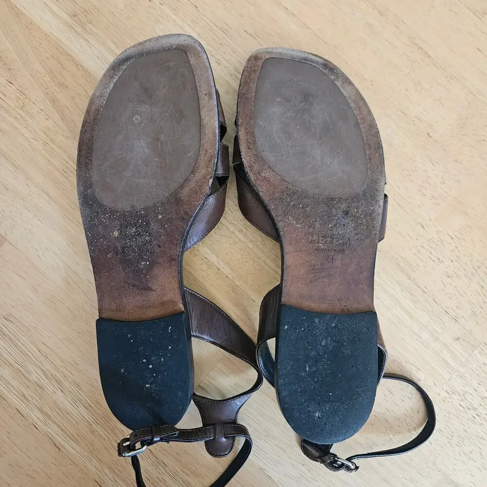 Me + Em Italian Leather Interwoven Strappy Sandals sz 41